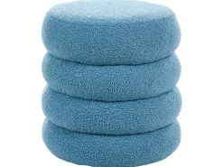 Clearance Beliani Pouf SUMPTER Bouclé Blu