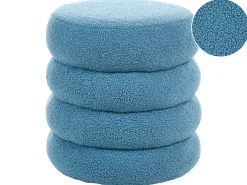 Clearance Beliani Pouf SUMPTER Bouclé Blu