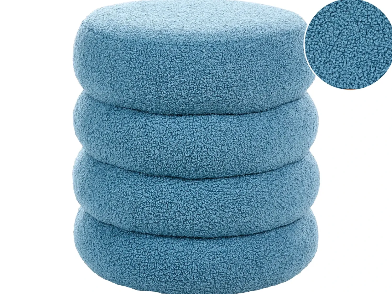 Clearance Beliani Pouf SUMPTER Bouclé Blu