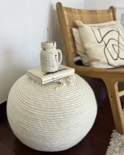Discount Beliani Pouf TAKHABI Lana Bianco