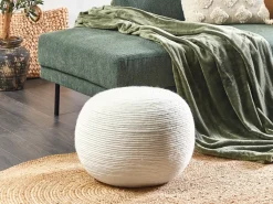 Discount Beliani Pouf TAKHABI Lana Bianco