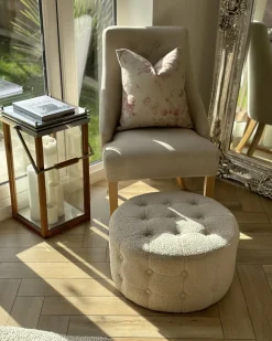 Hot Beliani Pouf TAMPA Bouclé Beige