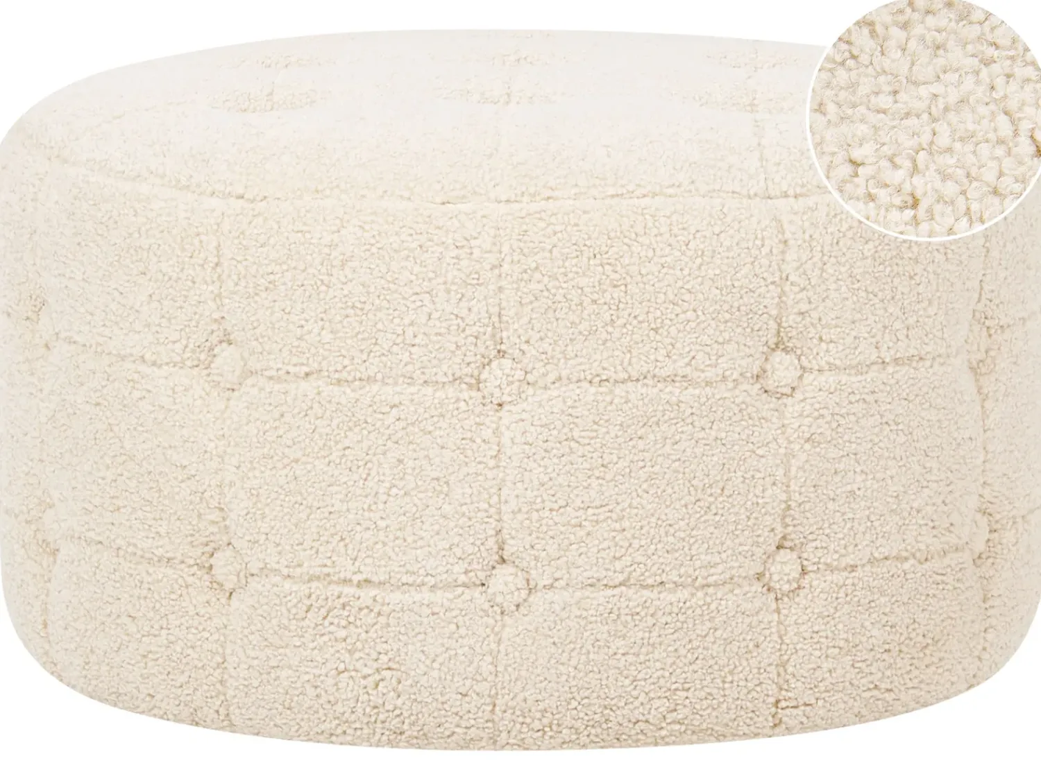 Hot Beliani Pouf TAMPA Bouclé Beige