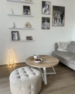 Hot Beliani Pouf TAMPA Bouclé Beige