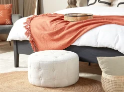Beliani Pouf TAMPA Bouclé Bianco