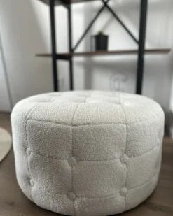 Beliani Pouf TAMPA Bouclé Bianco