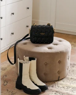Hot Beliani Pouf TAMPA Velluto sabbia Beige