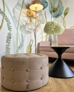 Hot Beliani Pouf TAMPA Velluto sabbia Beige