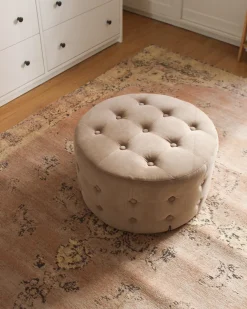 Hot Beliani Pouf TAMPA Velluto sabbia Beige