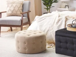 Hot Beliani Pouf TAMPA Velluto sabbia Beige