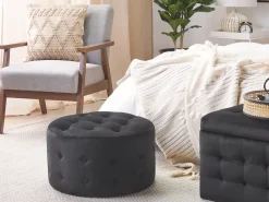 Beliani Pouf TAMPA Velluto Nero