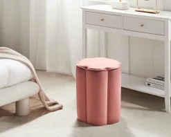 Hot Beliani Pouf TAPPEN Velluto Rosa