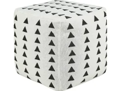 Online Beliani Pouf TARODI Cotone Bianco sporco Bianco Nero