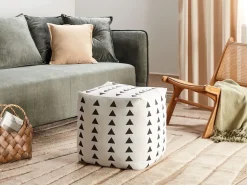 Online Beliani Pouf TARODI Cotone Bianco sporco Bianco Nero