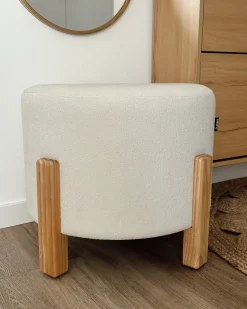 Outlet Beliani Pouf TERRY Ciniglia Bianco sporco Bianco Marrone