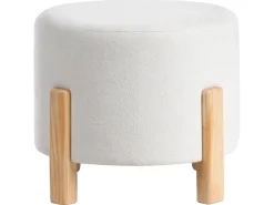 Outlet Beliani Pouf TERRY Ciniglia Bianco sporco Bianco Marrone