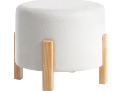 Outlet Beliani Pouf TERRY Ciniglia Bianco sporco Bianco Marrone