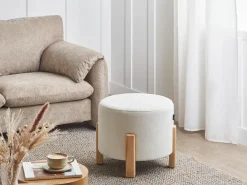 Outlet Beliani Pouf TERRY Ciniglia Bianco sporco Bianco Marrone