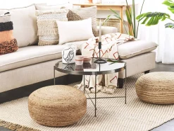 New Beliani Pouf TIFELT Iuta Beige