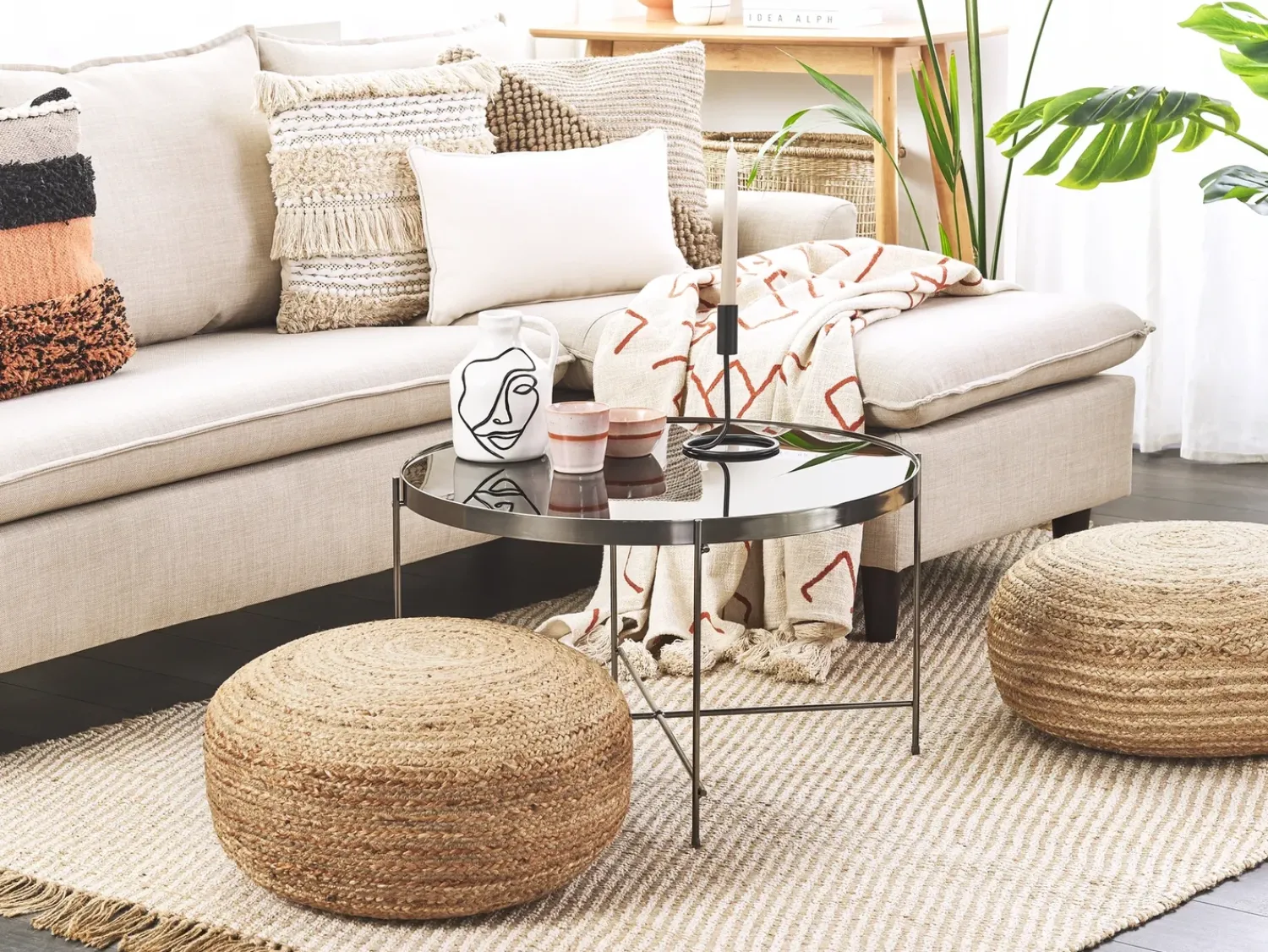 New Beliani Pouf TIFELT Iuta Beige
