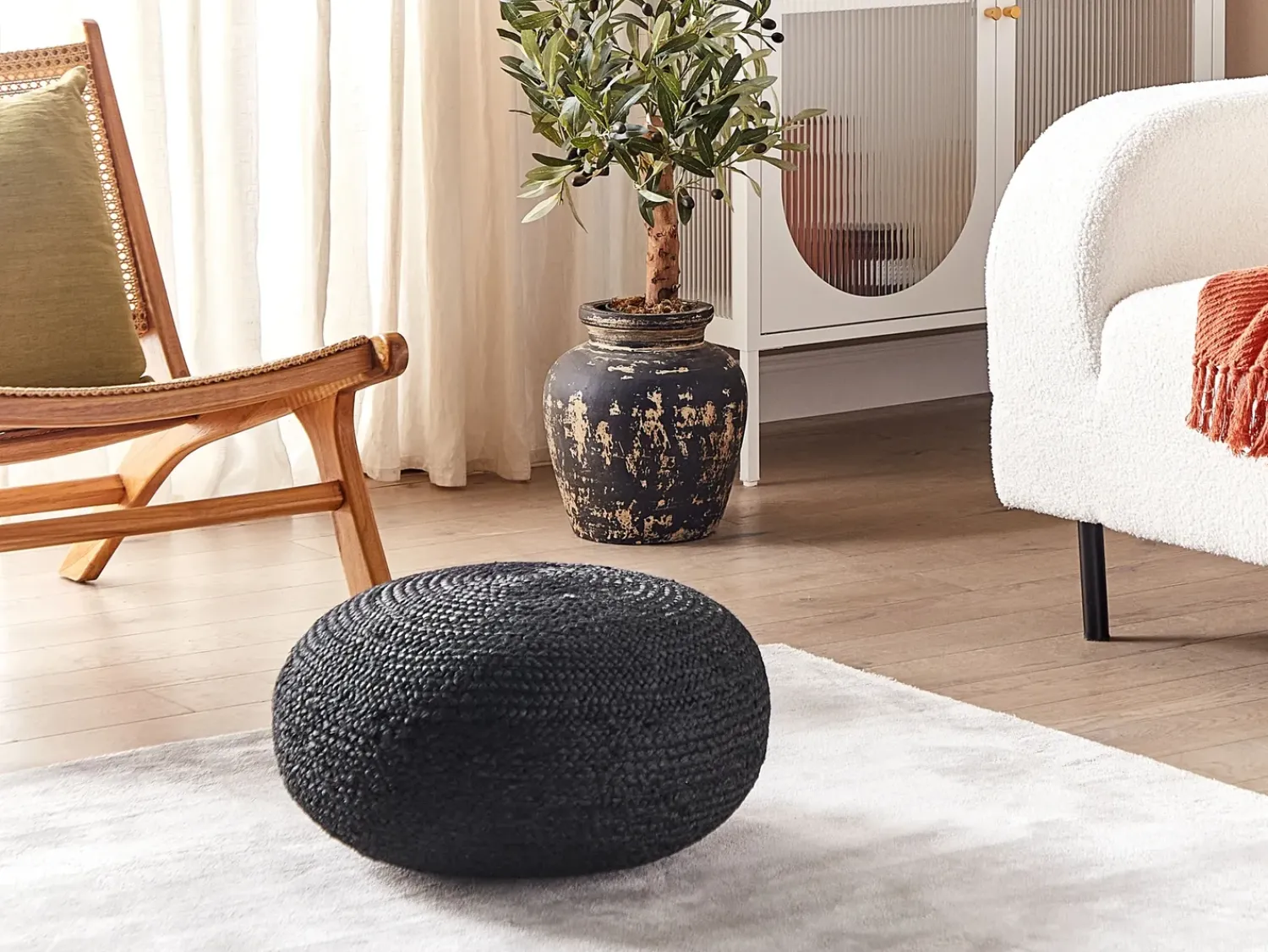 Beliani Pouf TIFELT Iuta Nero