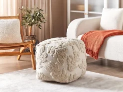 Online Beliani Pouf Trapuntato MULTAN Cotone Beige