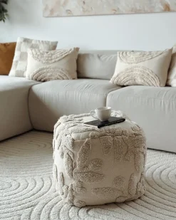 Online Beliani Pouf Trapuntato MULTAN Cotone Beige