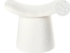 Clearance Beliani Pouf Trapuntato RIDDLE Bouclé sporco Bianco