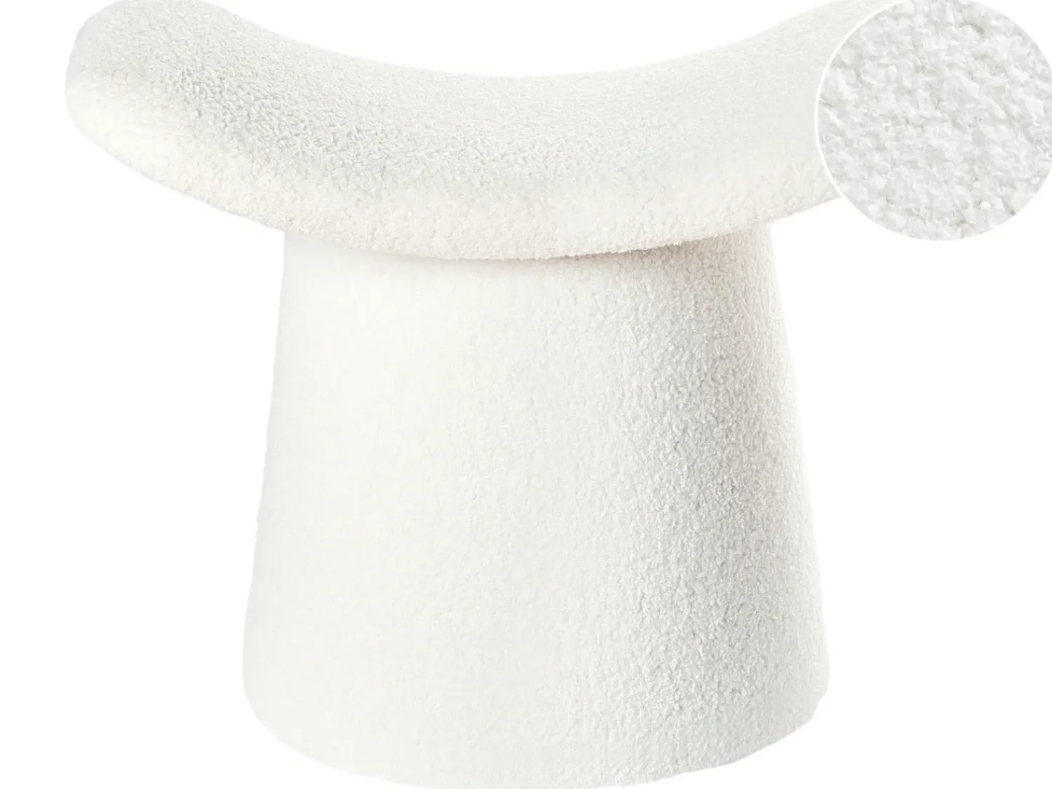 Clearance Beliani Pouf Trapuntato RIDDLE Bouclé sporco Bianco
