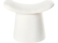 Clearance Beliani Pouf Trapuntato RIDDLE Bouclé sporco Bianco