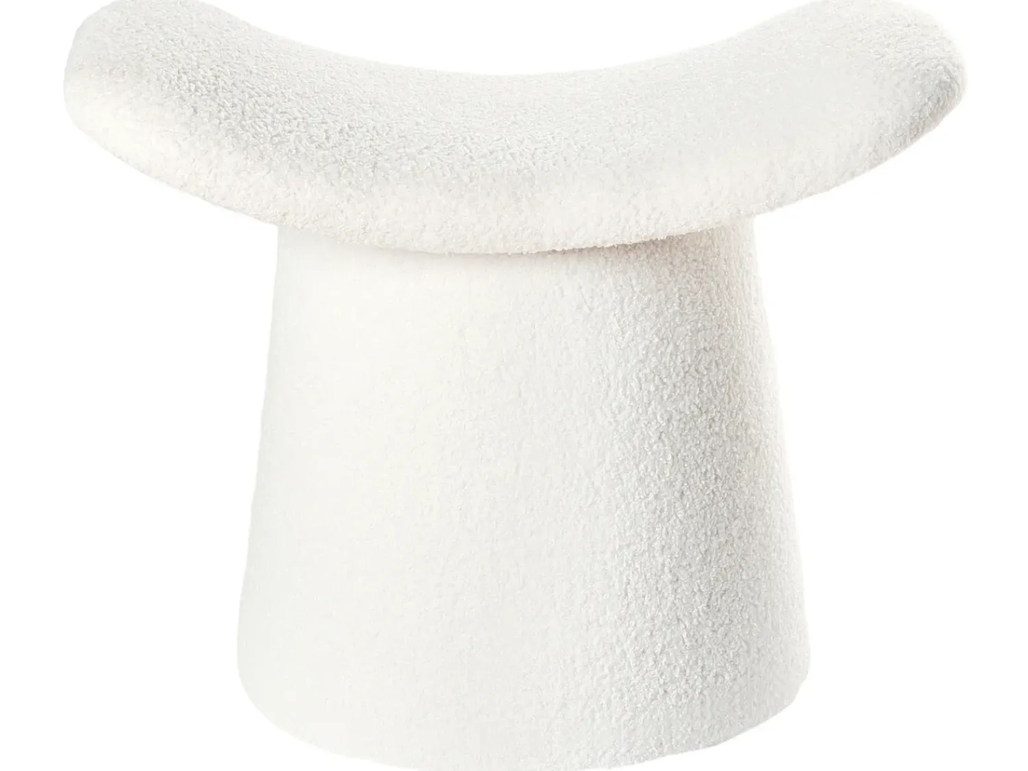 Clearance Beliani Pouf Trapuntato RIDDLE Bouclé sporco Bianco