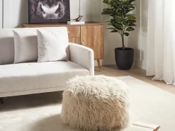 Clearance Beliani Pouf TUKKI Finta pelliccia chiaro Beige