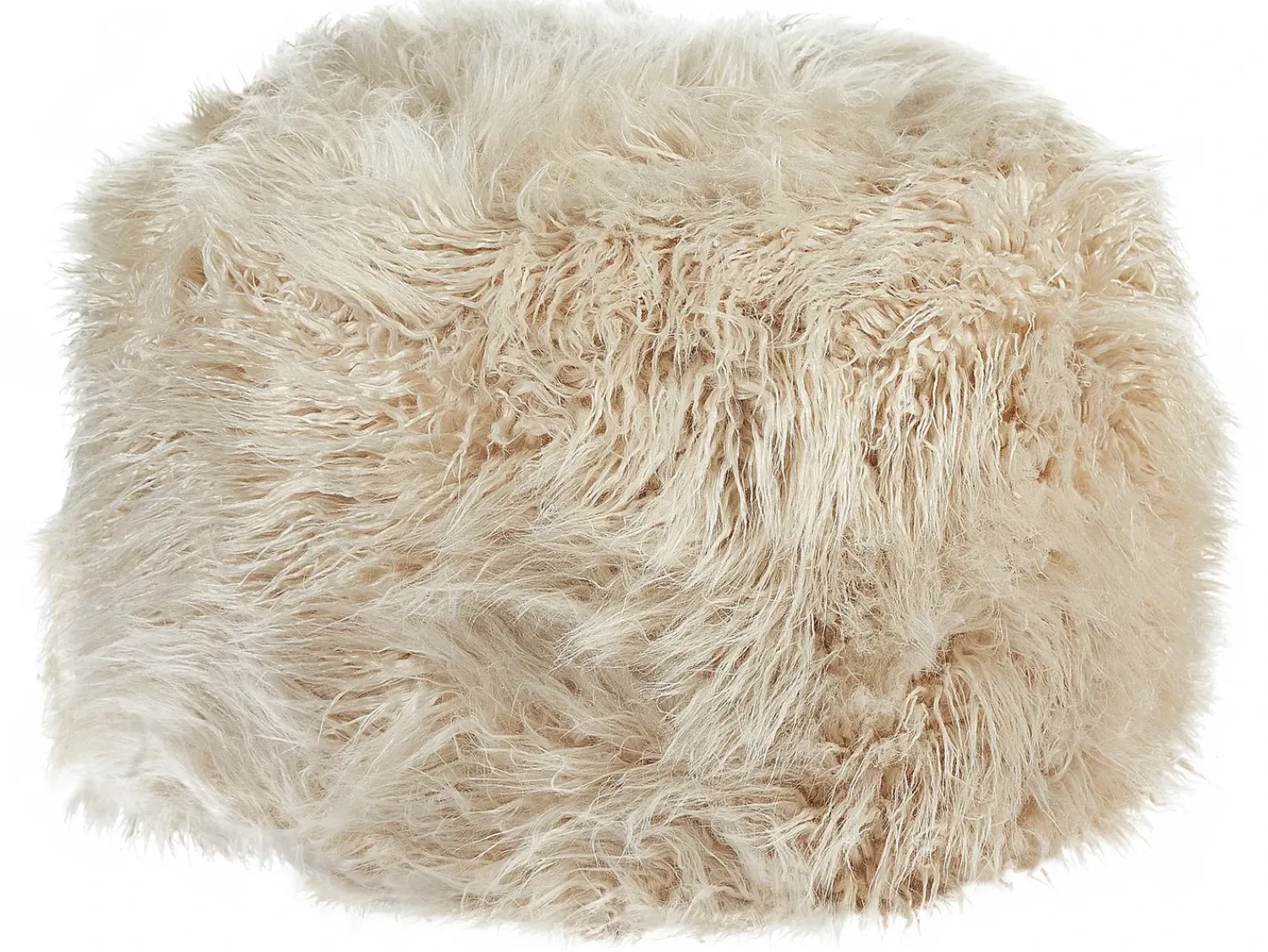 Clearance Beliani Pouf TUKKI Finta pelliccia chiaro Beige
