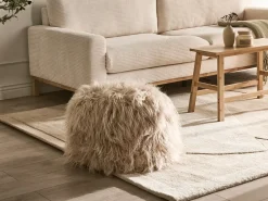 Hot Beliani Pouf TUKKI Finta pelliccia Beige