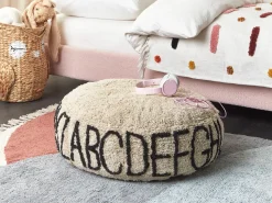 Beliani Pouf TWINSPUR Cotone Beige Beige Nero