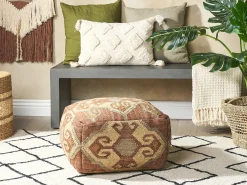 Beliani Pouf URPAD Iuta Multicolore Beige Rosso Multicolore