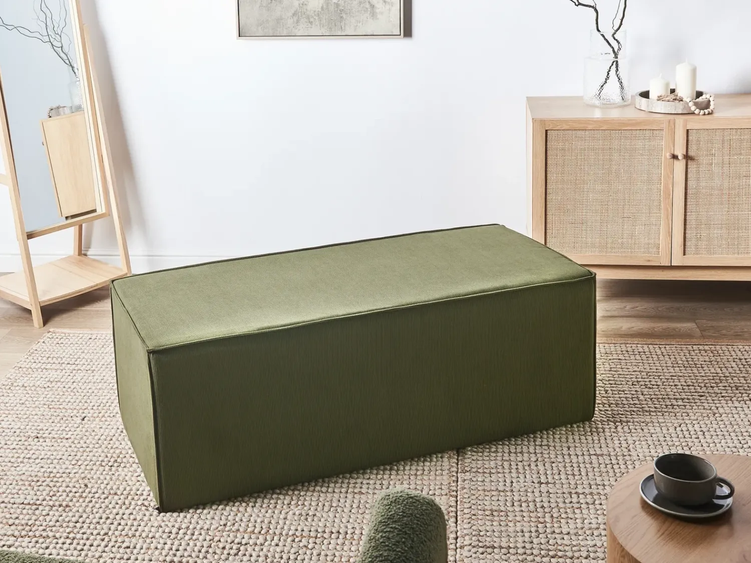 Hot Beliani Pouf VINITA Velluto a coste scuro Verde