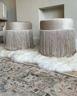 Best Beliani Pouf VIRGINIA Velluto Tortora Beige