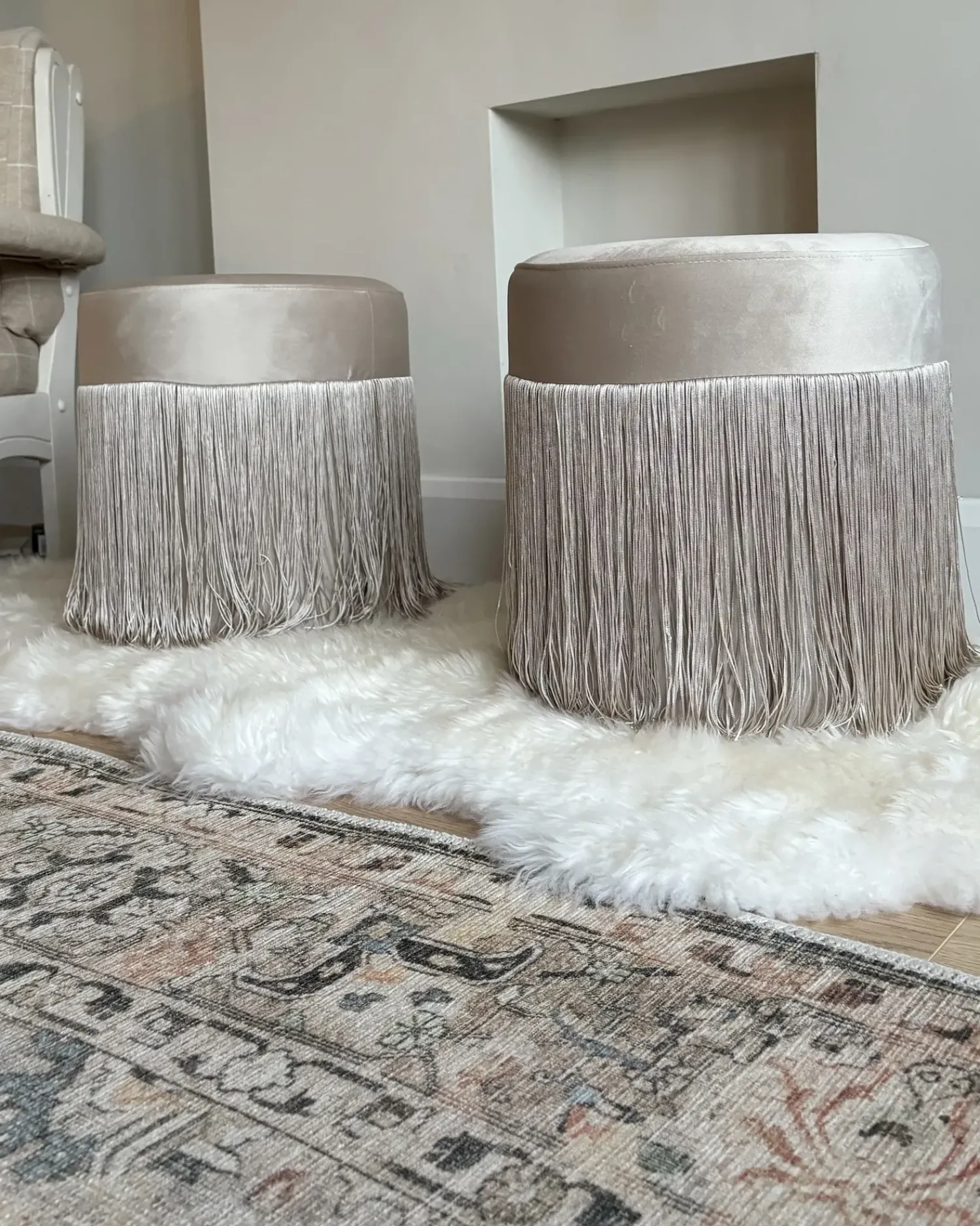 Best Beliani Pouf VIRGINIA Velluto Tortora Beige