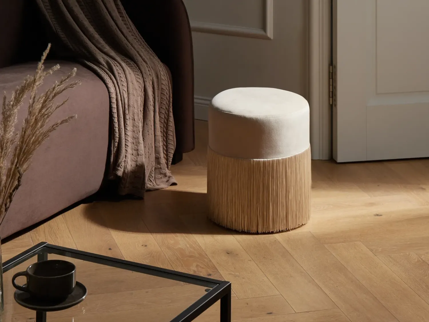 Best Beliani Pouf VIRGINIA Velluto Tortora Beige