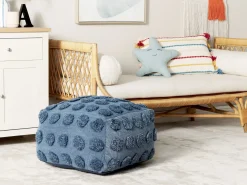 Hot Beliani Pouf VISHVI Cotone Blu