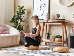 Outlet Beliani Pouf WAHOO Giacinto d'acqua Beige Beige Naturale