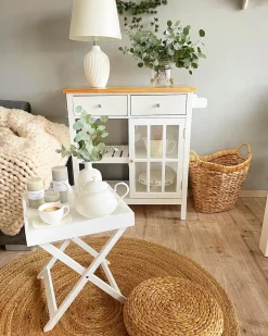 Outlet Beliani Pouf WAHOO Giacinto d'acqua Beige Beige Naturale