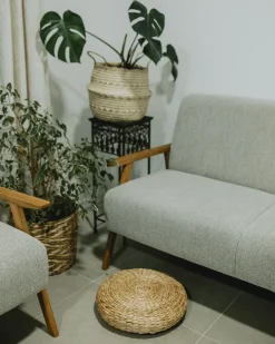 Outlet Beliani Pouf WAHOO Giacinto d'acqua Beige Beige Naturale
