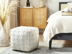 New Beliani Pouf WARANGAL Cotone Bianco
