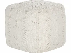 New Beliani Pouf WARANGAL Cotone Bianco