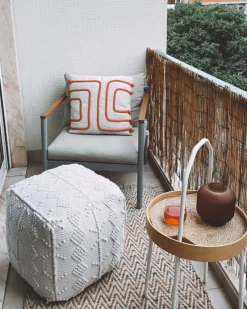 New Beliani Pouf WARANGAL Cotone Bianco