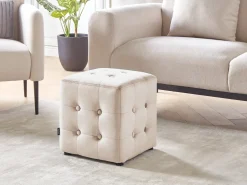 Hot Beliani Pouf WISCONSIN Velluto chiaro Beige