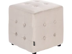 Hot Beliani Pouf WISCONSIN Velluto chiaro Beige