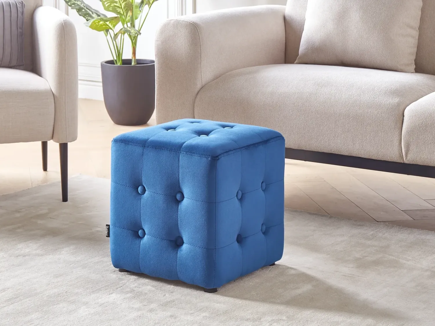 Online Beliani Pouf WISCONSIN Velluto Blu